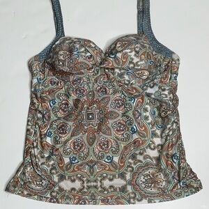 Antonio Melani Multicolor Medallion Print Swim Top Medium